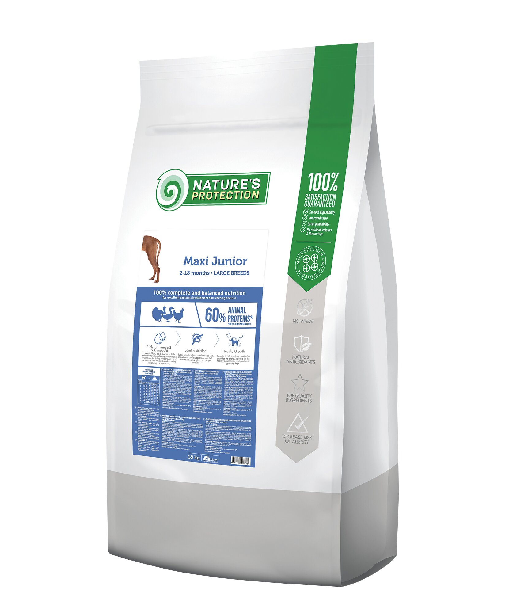 Сухий корм для цуценят великих порід з м'ясом птиці Nature's Protection Maxi Junior Large Breeds , 18 кг, Арт. NPB46036